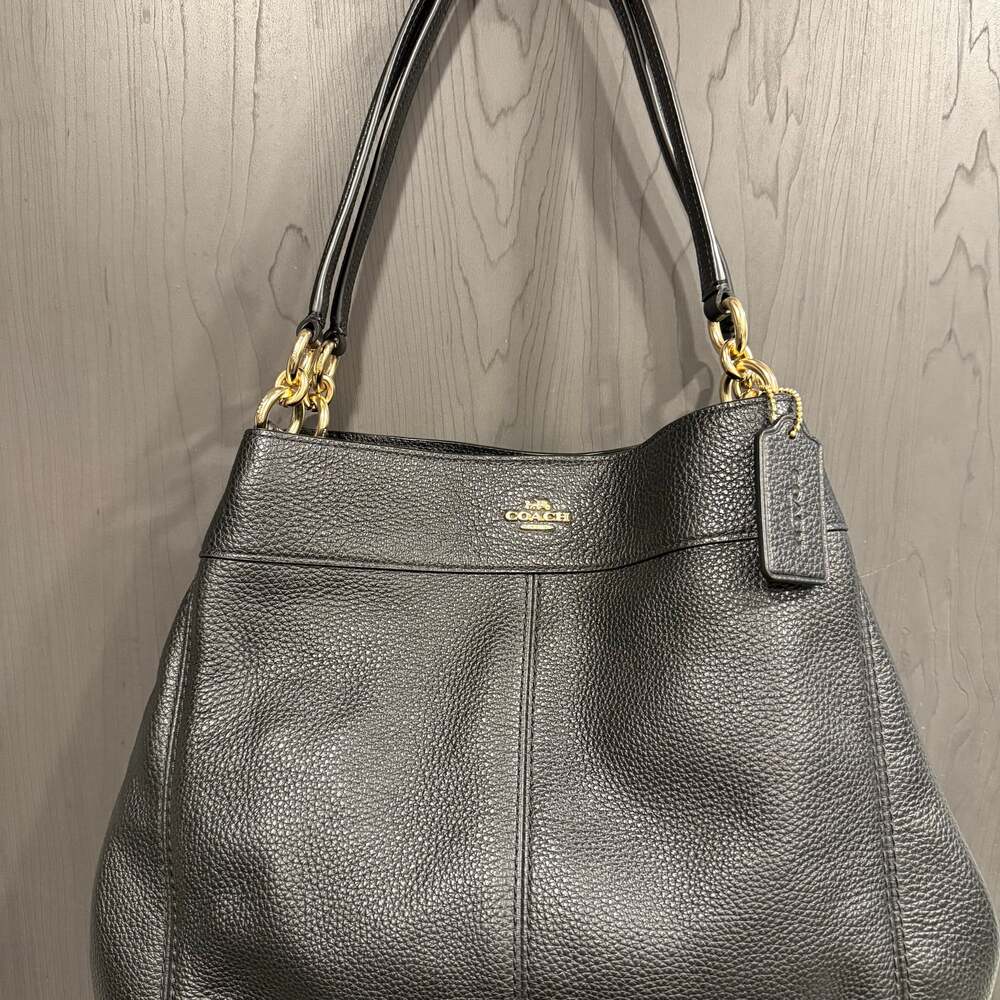 Coach Lexy Black Pebble Leather Shoulder Bag